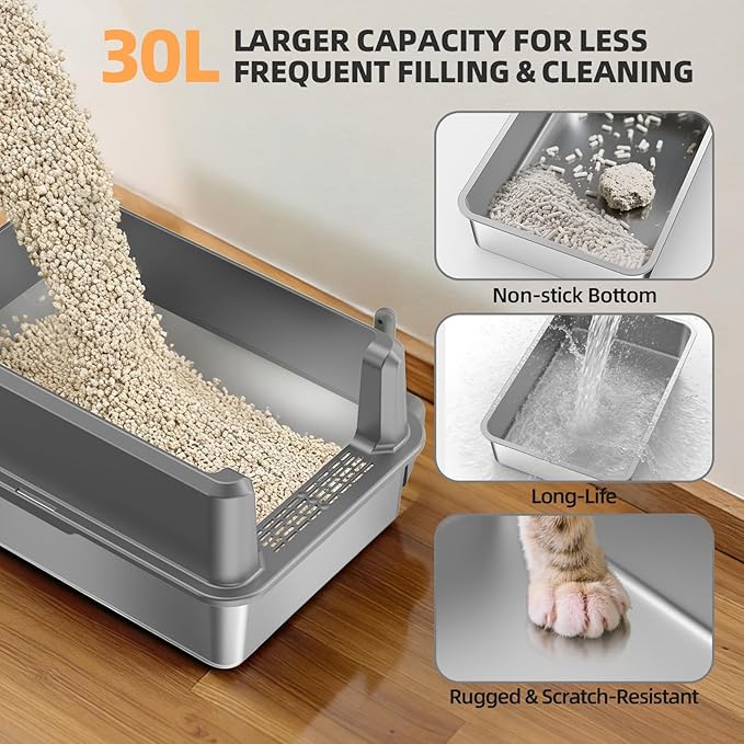 Enclosed Stainless Steel Cat Litter Box - Image 5