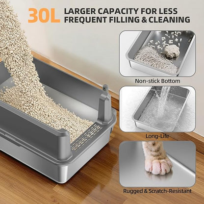 Enclosed Stainless Steel Cat Litter Box - Image 5