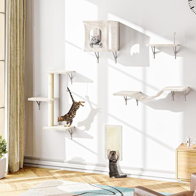 NUNU LAB Cat Wall Shelves Set, Bridge Ladder, Scratching Post, Indoor Cat by NUNULAB