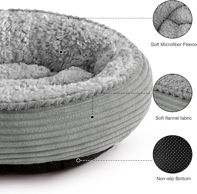 Love's cabin Round Donut Cat and Dog Cushion Bed, 20in Pet Bed - Image 2