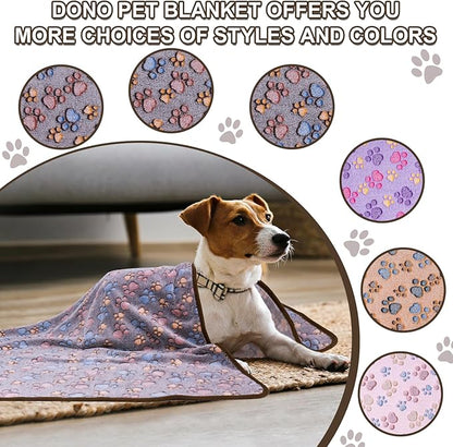 Dono 1 Pack 3 Dog Blankets for Small Dogs, Soft Fluffy Paw Print Pattern Fleece - Image 6