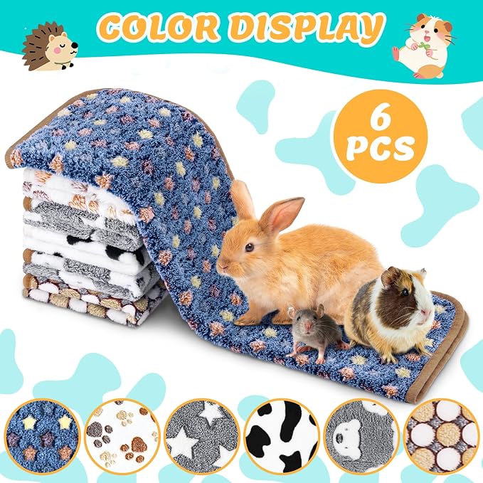 6 Pcs Guinea Pig Blankets Bedding Small Animal Cage Liners Sleep Mat Absorbent - Image 7