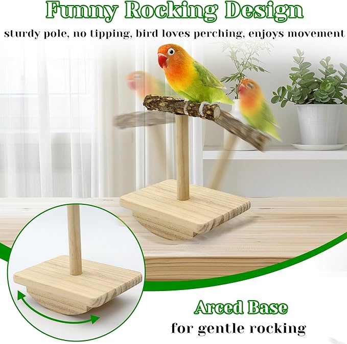 Natural Wood Bird Perch Stand Training, Intelligence Puzzle Enrichment Toys - Image 2