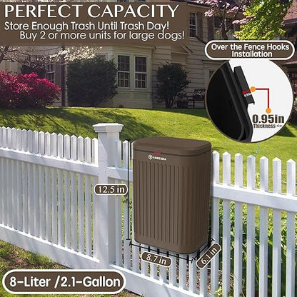 PAWZIDEA Wall Mount Dog Poop Trash Can Outside, 2.1 Gallon Small Dog Waste Bin - Image 4