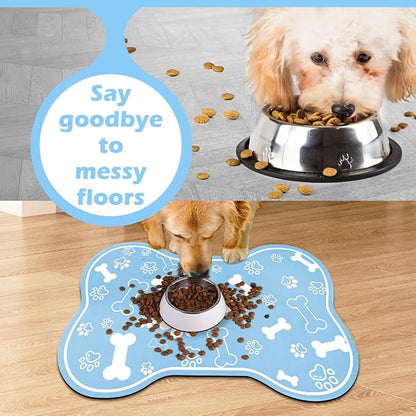 Dog Cat Mat for Food and Water, Rapid Absorbent Pet Feeding Mat, Bone Shaped - Image 4