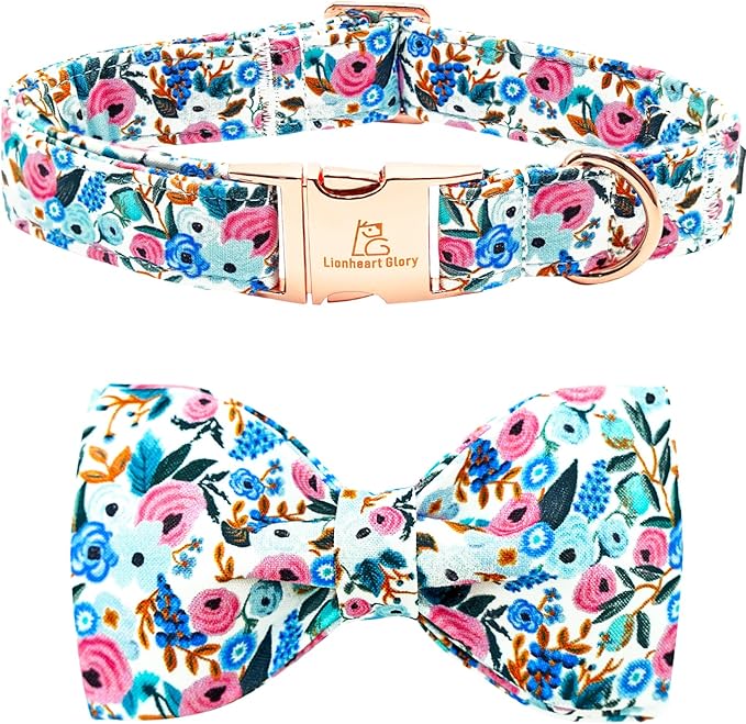Lionheart glory Dog Collar Bow Collar Floral Dog Collar by LionheartGlory
