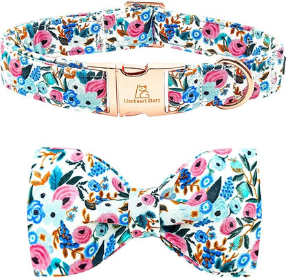 Lionheart glory Dog Collar Bow Collar Floral Dog Collar by LionheartGlory