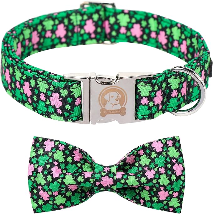 MR. CHUBBYFACE St.Patrick's Pink Green Clover Dog Collar by MrChubbyfacePetSupplies