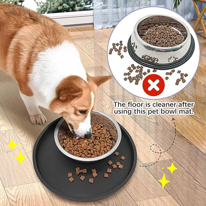 BNOSDM 2 PCS Dog Feeding Mat Black Silicone Pet Food Mats Waterproof - Image 6