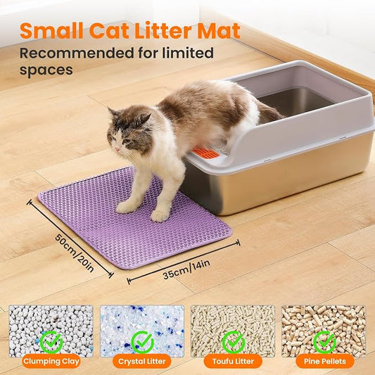 Small Cat Litter Mat, 20x14’’ Double Layer Honeycomb Cat Litter Box Mat - Image 2