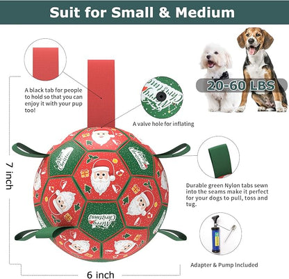 QDAN Christmas Dog Balls with Straps, Soccer Ball - Image 9