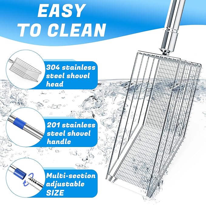 Chicken Poop Scooper, 304 Stainless Steel Shovel Head, 4-in-1 Chicken Litter - Image 3