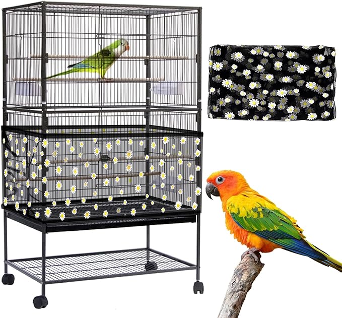 Daoeny Large Bird Cage Cover, Bird Cage Seed Catcher, Adjustable Soft Nylon by Daoeny