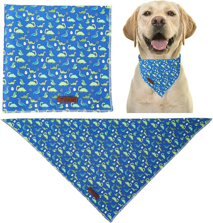 Summer Dog Bandana, UP URARA PUP Dinosaur Triangle Bid Scarf - Image 4
