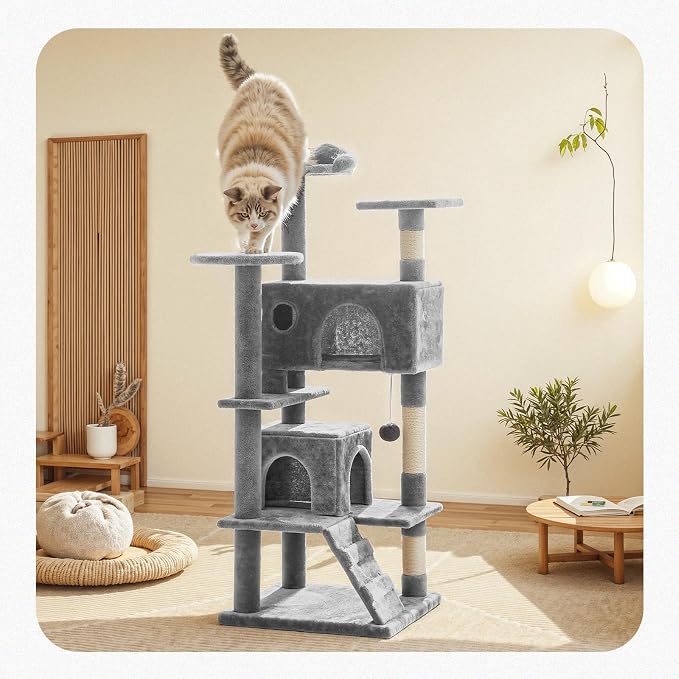 Cat Tree 54 Inch, Sisal Scratching Posts and Climbing Ladder, Pet Play Toy - Image 7