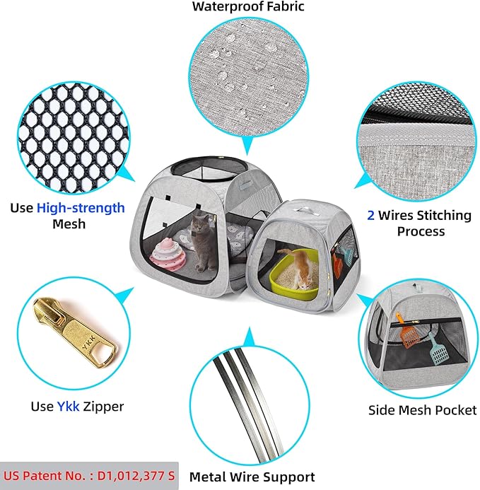 Tenrai Portable Cat Playpen, Trapezoidal Design - Image 6