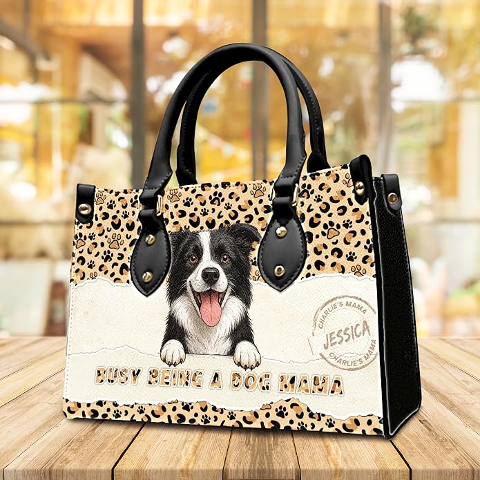 Personalized Pet Mom Leather Handbag – Custom Name Dog Cat Photo Purse - Image 6