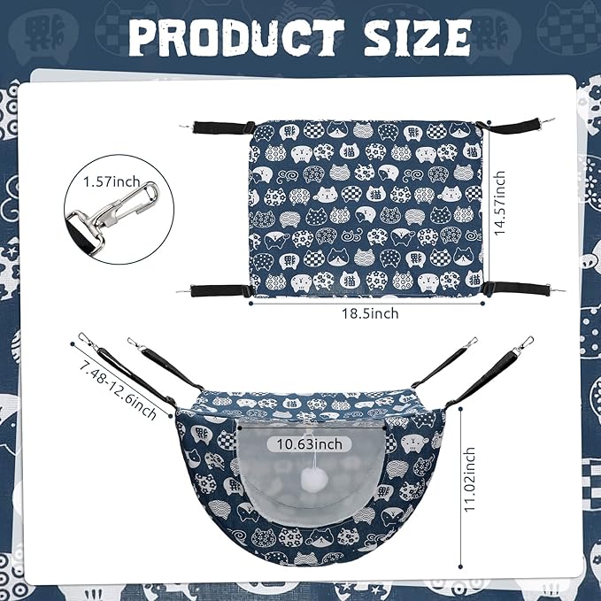 Unittype 2 Pieces Cat Cage Hammock Hanging Pet Bed Double Layer Soft Plush - Image 2
