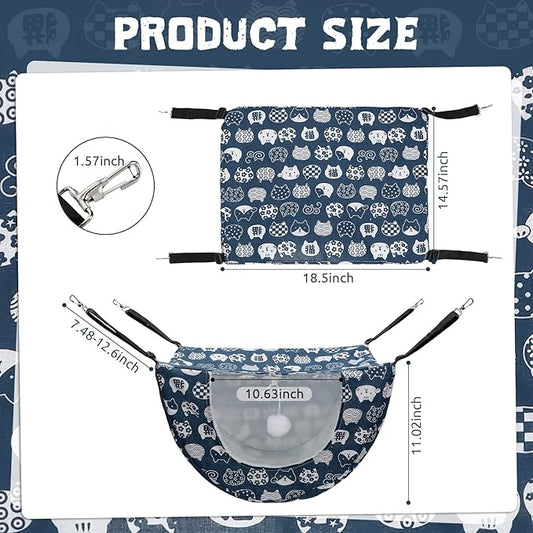 Unittype 2 Pieces Cat Cage Hammock Hanging Pet Bed Double Layer Soft Plush - Image 2