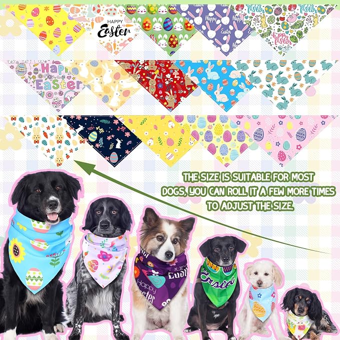 100 Pcs Easter Dog Bandanas Bulk Pet Bibs Colorful Triangle Scarf Pet Bandanas - Image 2