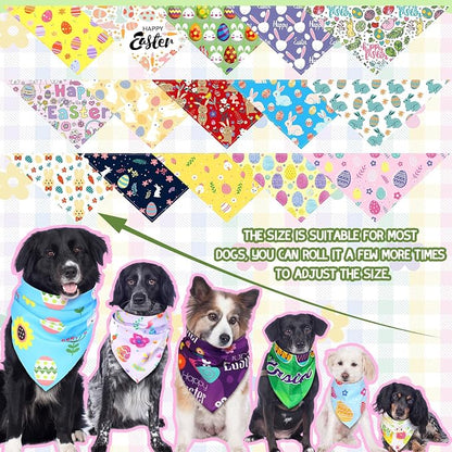 100 Pcs Easter Dog Bandanas Bulk Pet Bibs Colorful Triangle Scarf Pet Bandanas - Image 2