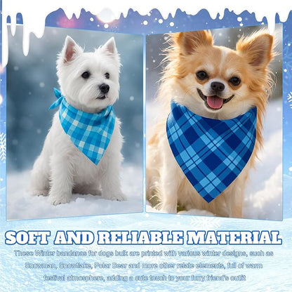 Abbylike 50 Pcs Plaid Dog Bandanas Bulk Blue Checkered Bandanas - Image 4