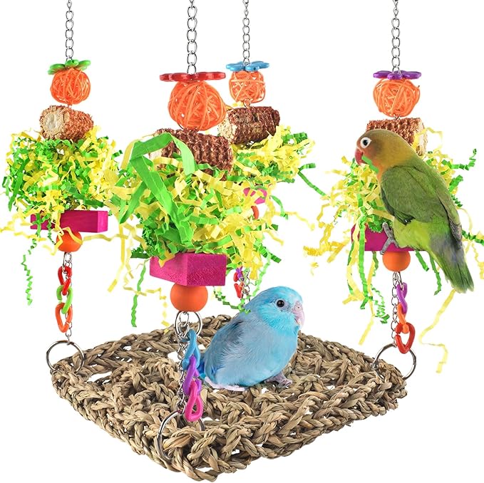 ERKOON Conure Toys, Bird Cockatiel Toys Foraging Swing Mat Parrot Climbing by ERKOON
