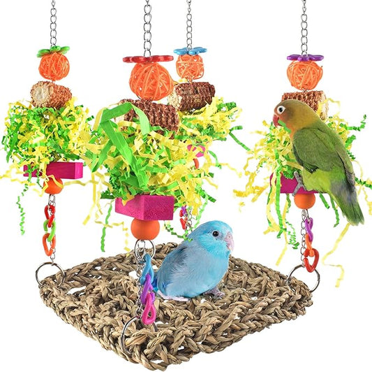 ERKOON Conure Toys, Bird Cockatiel Toys Foraging Swing Mat Parrot Climbing by ERKOON