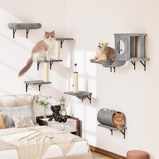 NUNU LAB 7-in-1 Wall Mounted Cat Climber Set, Cat Wall Furniture Set by NUNULAB
