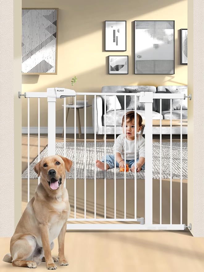 36.2" Extra Tall Baby Gate for Stairs, 29.5-46" Wide Dog Gate for Doorways by PLZOIT-Baby