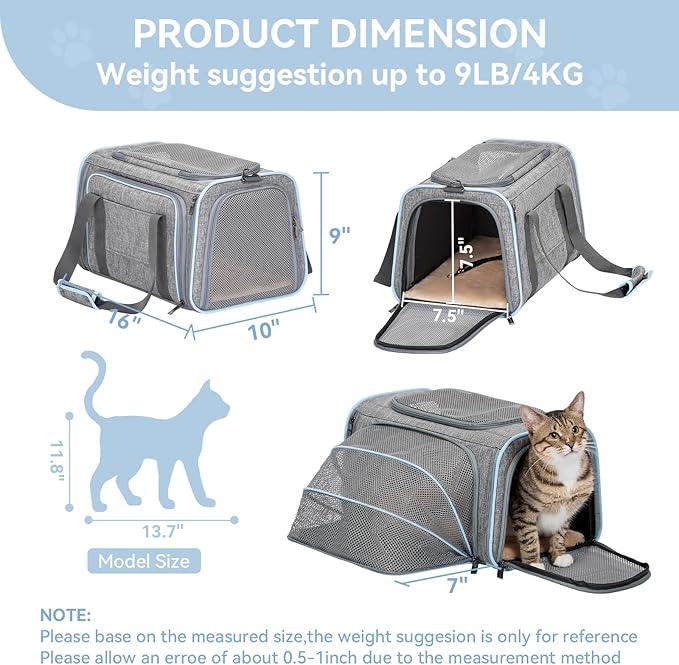 Petsfit Small Cat Carrier Soft Airline Approved Expandable Carrier - Image 2