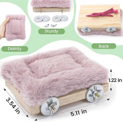 Bird Hammock Bed for Cage Parrot Perch Wooden Parakeet Sleeping Platform Winter - Image 6