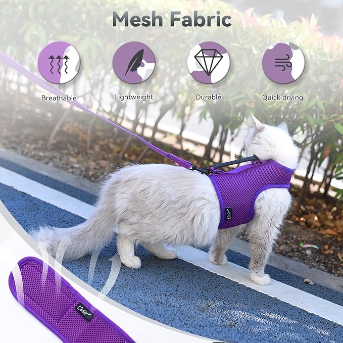 Cat Harness and Leash for Walking Escape Proof Breathable Mesh Fabric, - Image 4