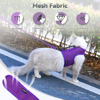 Kitty Harness and Leash for Walking Escape Proof Breathable Mesh Fabric - Image 4