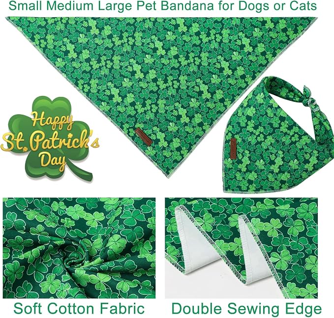 St. Patrick's Dog Bandana, UP URARA PUP Shamrock Triangle Bid Scarf - Image 3