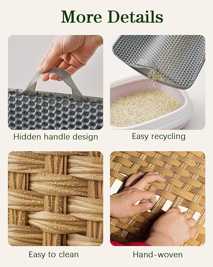 Cat Litter Box Enclosure Furniture, Handwoven Rattan Hidden Litter Box - Image 4