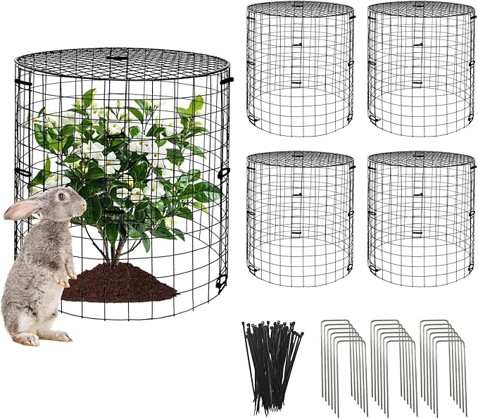 5 Packs Garden Plant Protectors from Animals, Metal Plant Cage Chicken Wire by Unknown