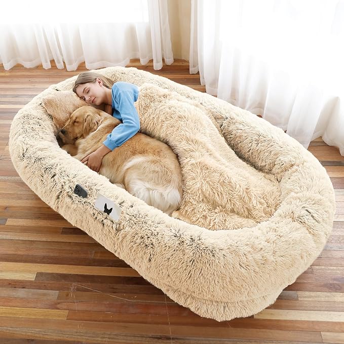 Human Dog Bed, Washable Faux Fur Pet Bed by WROS