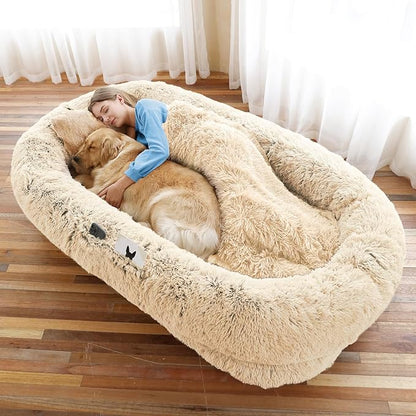 Human Dog Bed, Washable Faux Fur Pet Bed by WROS