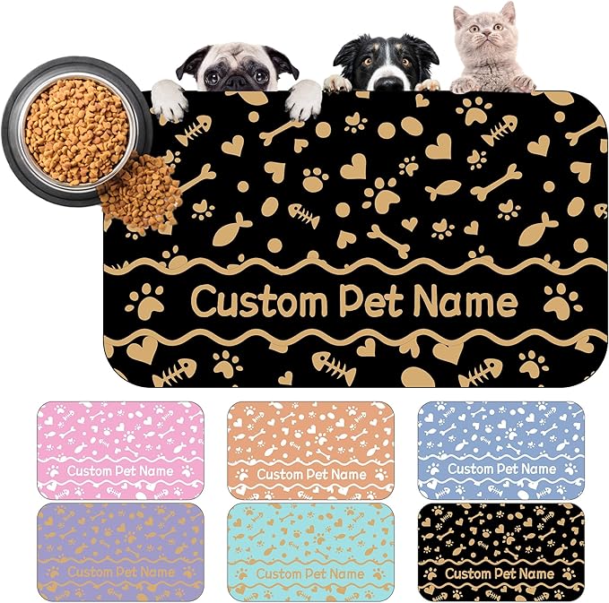 Personalized Dog Cat Mat with Name Photo Custom Placemat Feeding Mats by MYESCUSTOM
