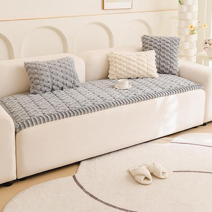 Couch Cover for Dogs Fuzzy Sofa Covers for Pet, Geometric Jacquard Coral - Image 2