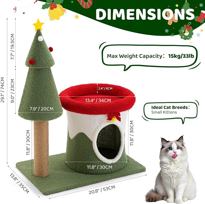 COSIEST 30in Christmas Cat Tree - Image 2