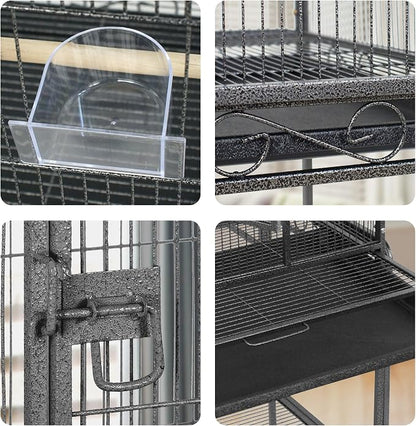 SUPER DEAL 53-Inch Rolling Bird Cage Large Wrought Iron Cage - Image 5