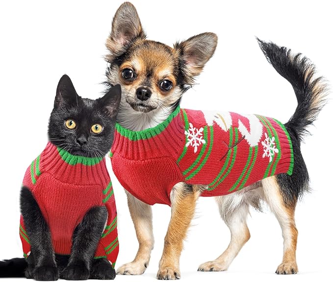 Dog Christmas Sweater Cute Snowman Puppy Cat Costume Boy Girls Xmas Holiday Pet - Image 8