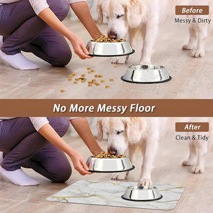 Marble Dog Food Mat for Floors, Cat Dog Bowl Mats for Food and Water, Non-Slip - Image 5