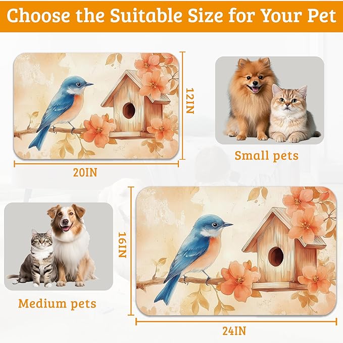 Dog Bowl Mat, Fall Leaves Absorbent Dogs Placemat - Image 6