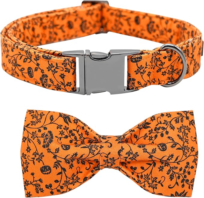 Halloween Dog Collar, Pet Collar Bow Pumpkin Collars Girl Boy Holiday Pet by BoboRainbow