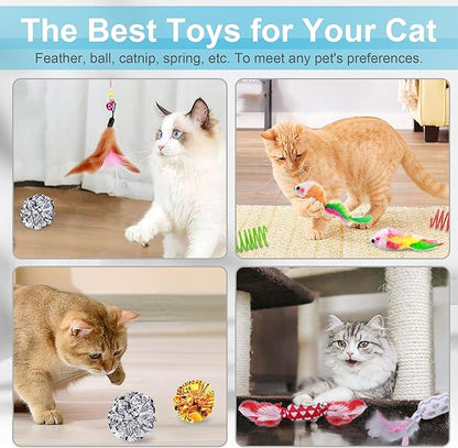 UPSKY 24 PCS Cat Toys, 3-Level Turntable Kitten Toys Set, Interactive Cat - Image 3