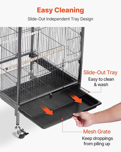 VEVOR Bird Cage, Open Flat Top, Wrought Iron Bird Flight Cage - Image 6