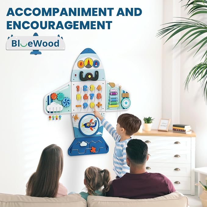 BlueWood Wooden Wall Busy Board Panels, Toddler Learning Activity Center - Image 6